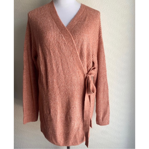 NWT Isabel Maternity by Ingrid & Isabel Peach Pink Knit Wrap Sweater S - Picture 3 of 8